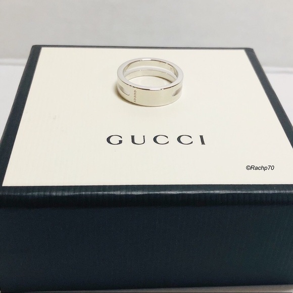 New Authentic Gucci Trademark Ring w/ Cut-Out Band - Picture 7 of 8